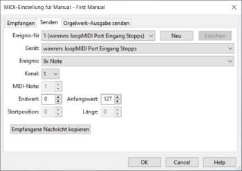 Abb. MIDI Send mit Parametern