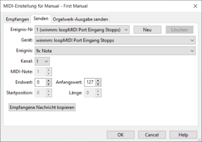 Abb. MIDI Send mit Parametern